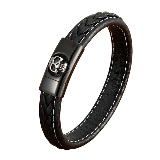 Skull Pattern Leather Bracelet by RiderOut