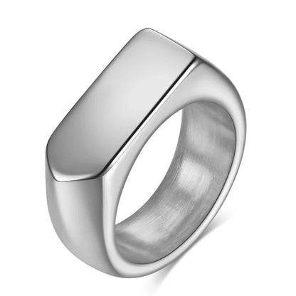 Square Band Flat Top Signet Ring by RiderOut™