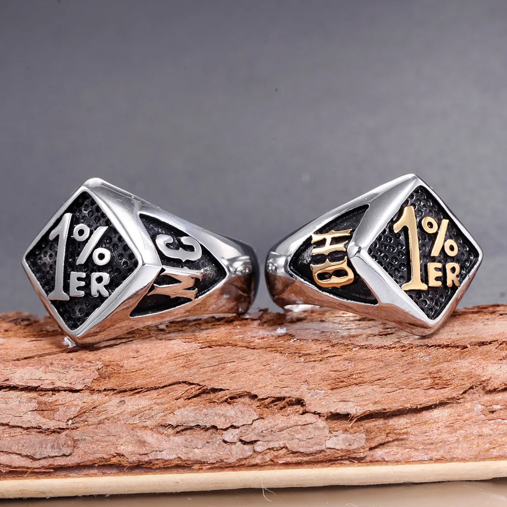 1% er Carved Biker Ring by RiderOut™