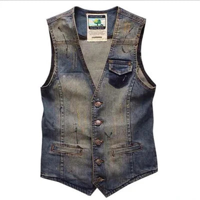Casual Denim Vintage Style Vest by RiderOut