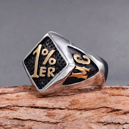 1% er Carved Biker Ring by RiderOut™