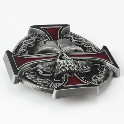 Ghost Head Belt Buckle Leather Belt by RiderOut