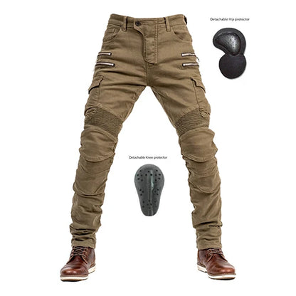 Khaki Motorcycle Protective Gear Trousers by RiderOut™