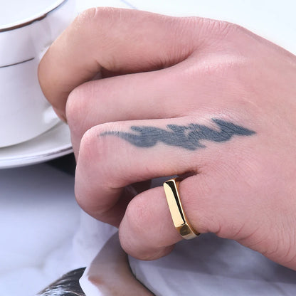 Square Band Flat Top Signet Ring by RiderOut™