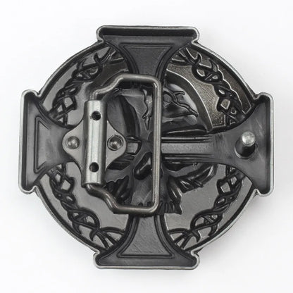 Ghost Head Belt Buckle Leather Belt by RiderOut