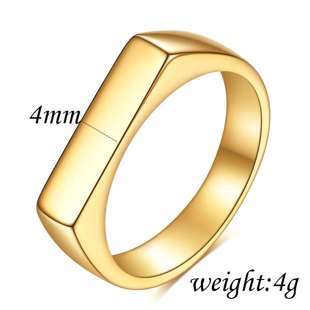 Square Band Flat Top Signet Ring by RiderOut™