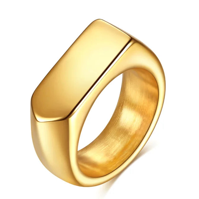 Square Band Flat Top Signet Ring by RiderOut™