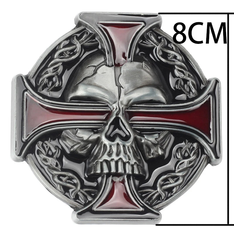 Ghost Head Belt Buckle Leather Belt by RiderOut