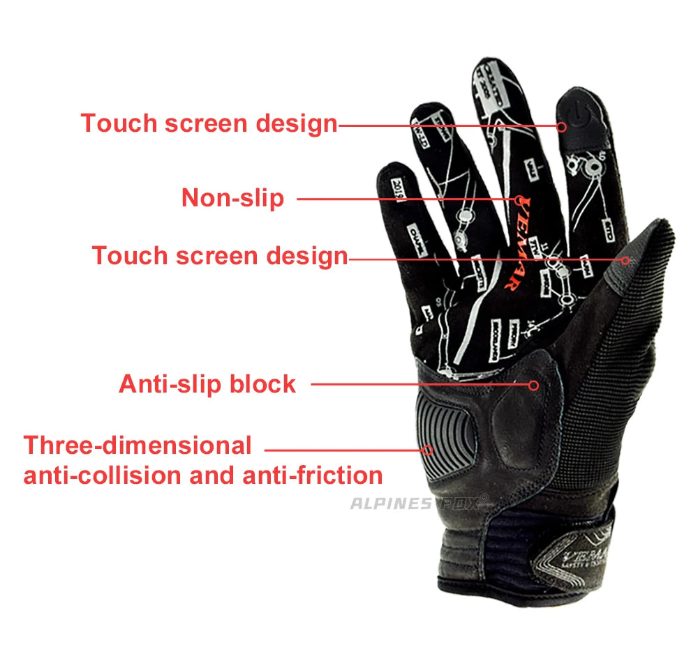 Skull Print Black Motorcycle Gloves by RiderOut™