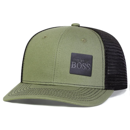THE REAL BOSS Letter Leather Label Baseball Net Caps by RiderOut™