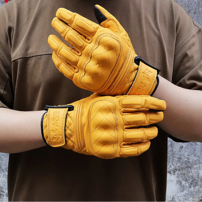 Retro Motorcycle Genuine Leather Gloves by RiderOut™