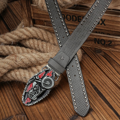 Motorcycle Engraved Buckle PU Leather Belts by RiderOut