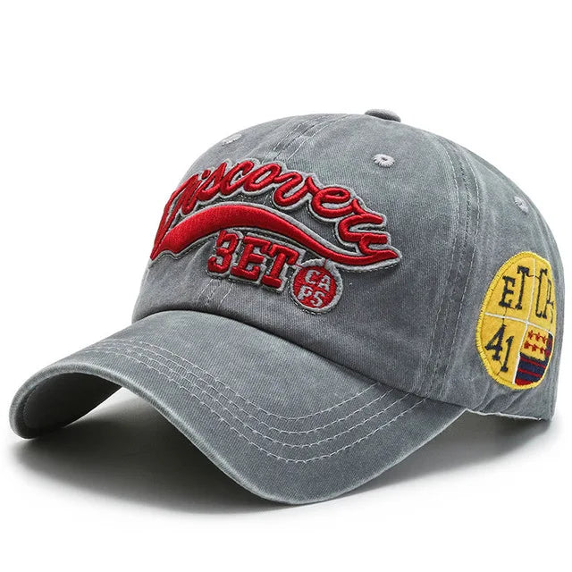 Letter Embroidery Vintage Washed Cotton Baseball Cap by RiderOut™