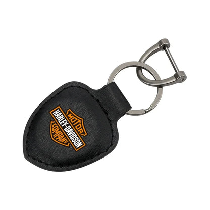 HD Motorcycle Shield Leather Key Rings Keychain by RiderOut™