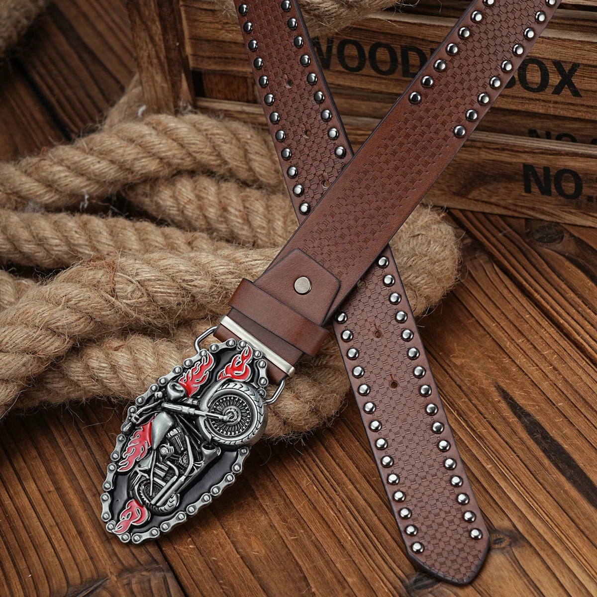 Motorcycle Engraved Buckle PU Leather Belts by RiderOut