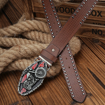 Motorcycle Engraved Buckle PU Leather Belts by RiderOut