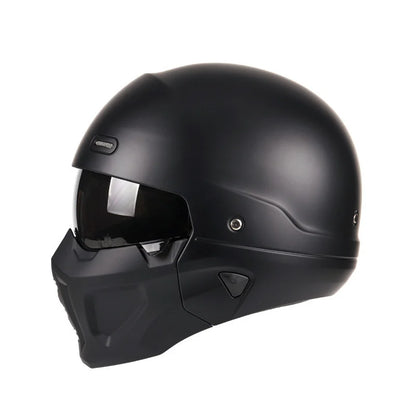Retro Full Face Matte Black Modular Classic Motorcycle Helmet by RiderOut™