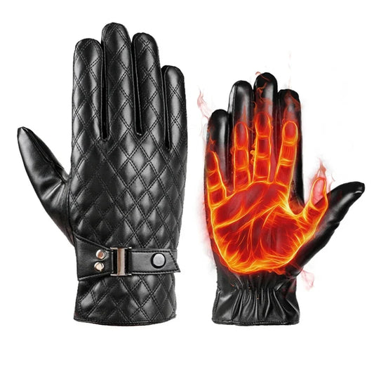 Black Winter Thermal Plush Motorcycle Riding Gloves by RiderOut