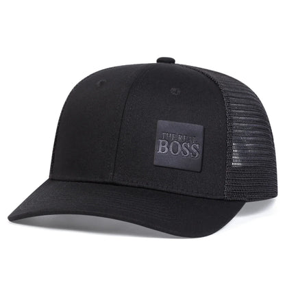 THE REAL BOSS Letter Leather Label Baseball Net Caps by RiderOut™