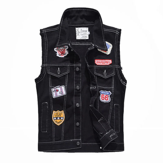 Denim Fashion Patch Vest by RiderOut