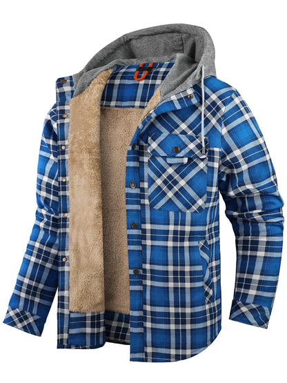Plaid Flannel Snap Fleece Warm Hoodie by RiderOut