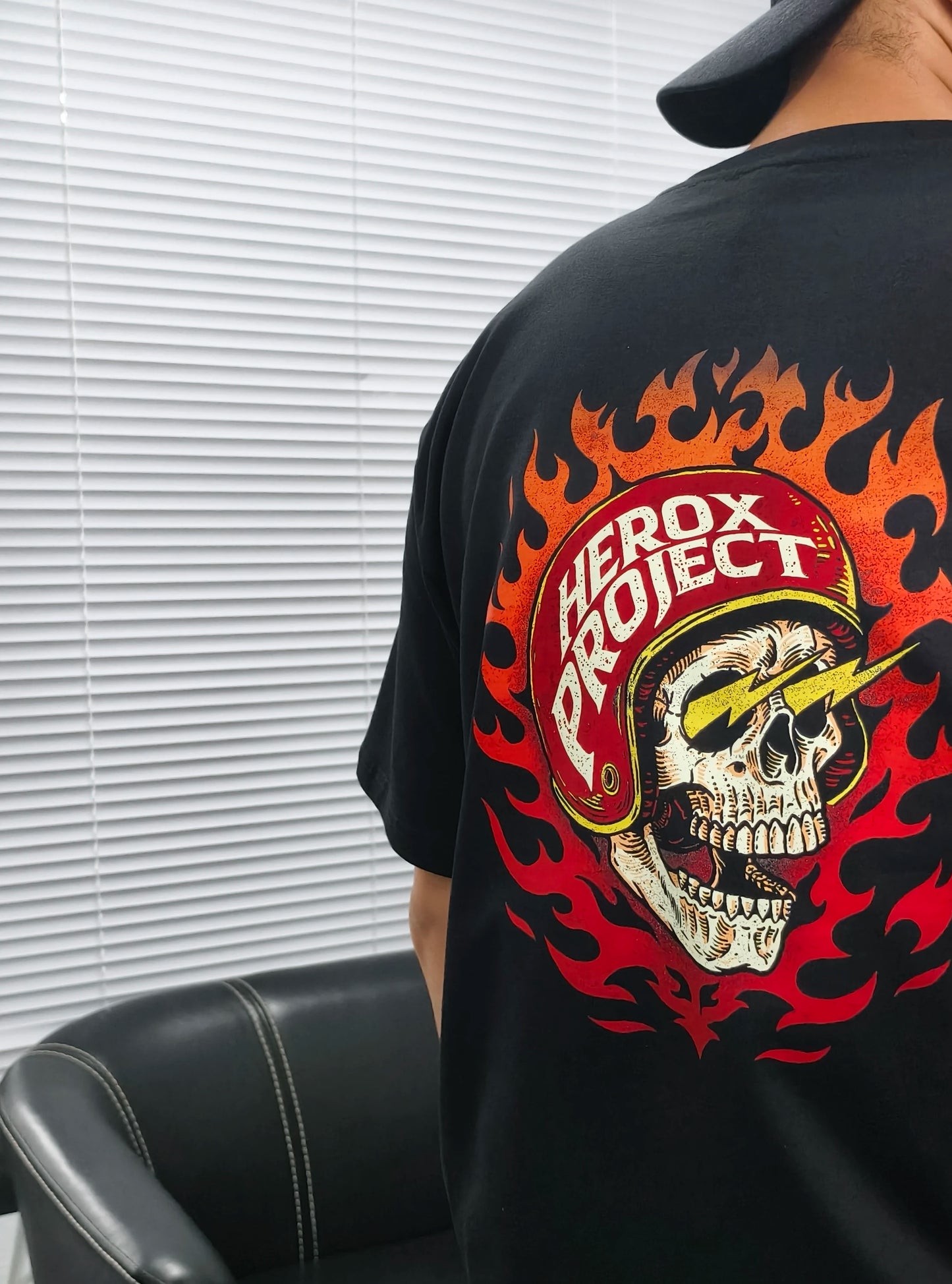 HD Classic Vintage Fire Skull Lightning Eye Motorcycle T-shirt