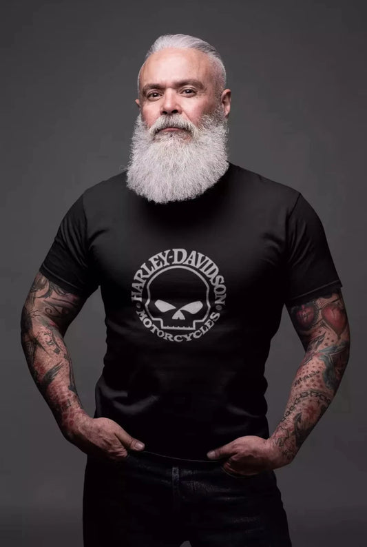 Black HD Skull Logo Cotton T-shirt by RiderOut™