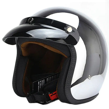 Chrome Retro Motorcycle Full Face Helmet by RiderOut™