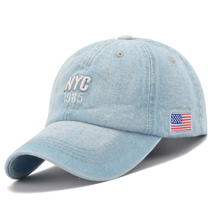 NYC Embroidery Letter Denim Baseball Cap by RiderOut™