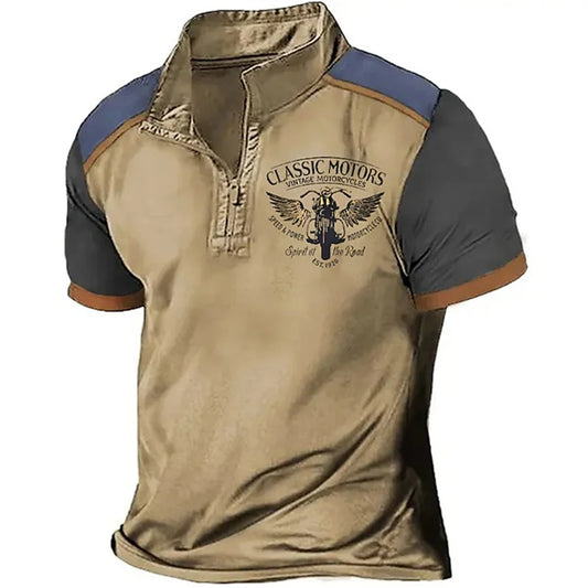 Vintage Short Sleeve Motorcycle 3d Print T-shirt by RiderOut