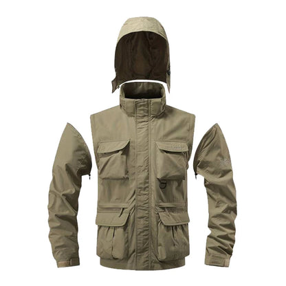Multi-pocket Windbreaker Hooded Jacket by RiderOut