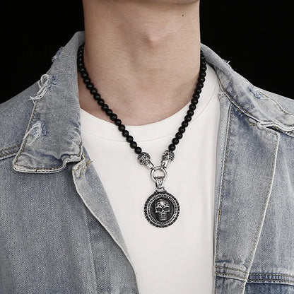Rosary Beads Skull Pendant Necklace by RiderOut™