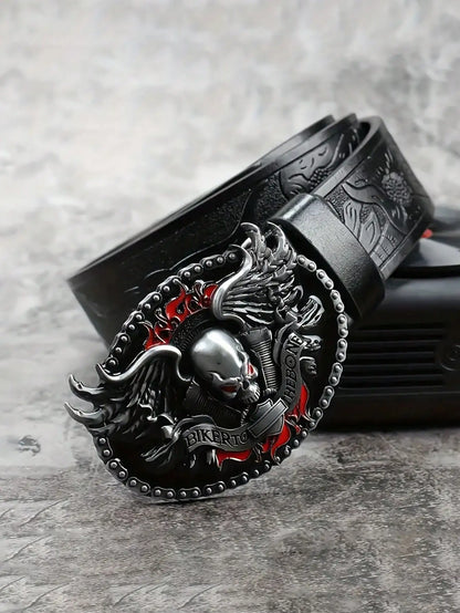 Skull Ghost Head Bikers Buckle Belt by RiderOut