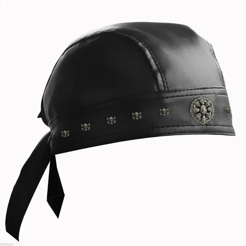 Motorcycle Biker Leather Adjustable Skull Cap by RiderOut