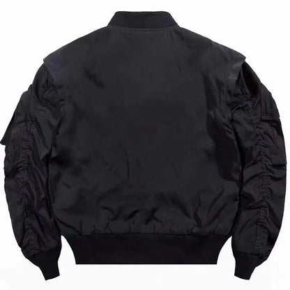 Black Skulls Punk Embroidery Bomber Jacket by RiderOut