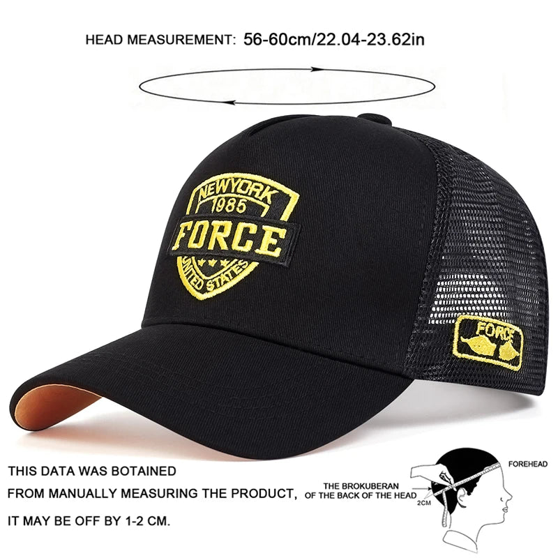 FORCE Letter Embroidery Baseball Net Caps by RiderOut™