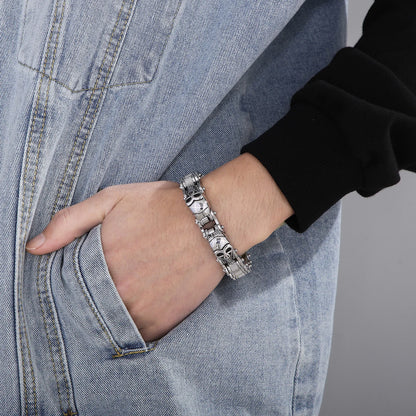 Gothic Skull Head Charm Motorcycle Chain Bracelet by RiderOut™
