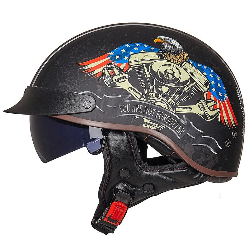 Retro Half German Style Vintage Motorcycle Helmet by RiderOut™