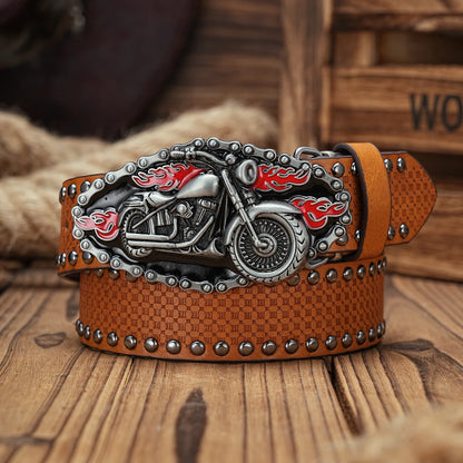 Motorcycle Engraved Buckle PU Leather Belts by RiderOut