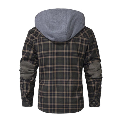 Plaid Flannel Snap Fleece Warm Hoodie by RiderOut