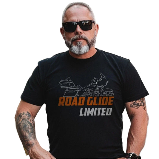 Black HD Road Glide Motorcycle T-Shirt by RiderOut™