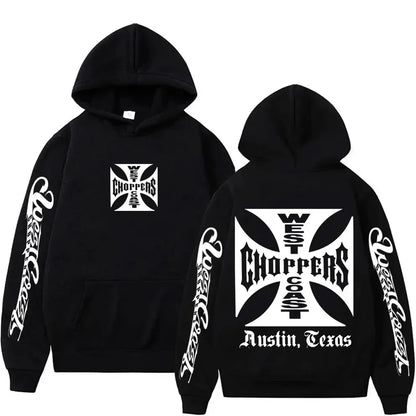 Black West Coast Chopper Graphic Hoodie by RiderOut™