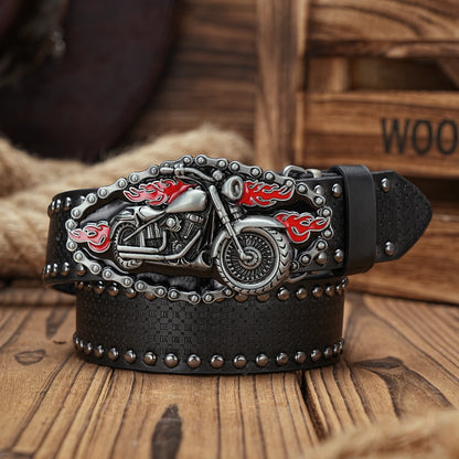 Motorcycle Engraved Buckle PU Leather Belts by RiderOut