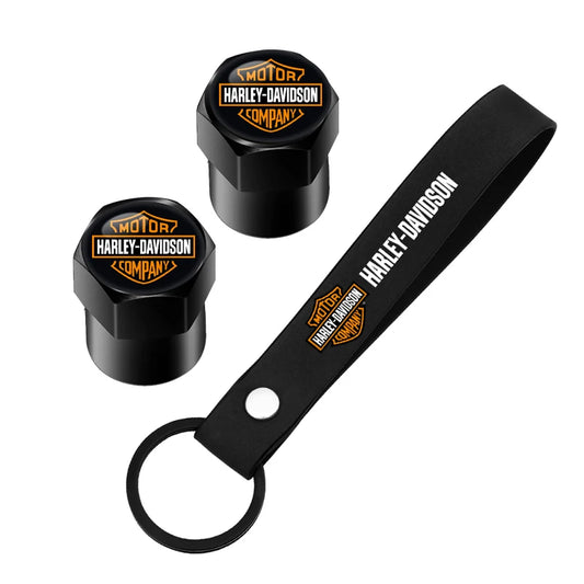 HD Logo Motorcycle Suede Key Rings Keychain & Tire Valve Stem Caps by RiderOut™