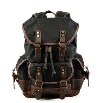 Outdoor Leather Canvas Backpack by RiderOut™