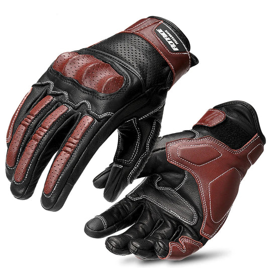 Vintage Leather Motorcycle Breathable Gloves by RiderOut™