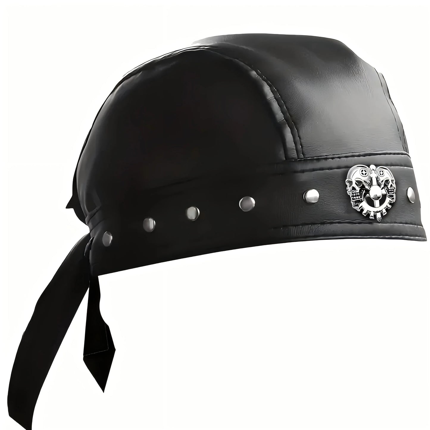 Motorcycle Biker Leather Adjustable Skull Cap by RiderOut