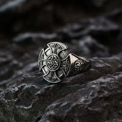 Cross Celtic Knot Titanium Steel Ring by RiderOut™