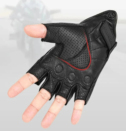 Half Finger Genuine Leather  Motorcycle Gloves by RiderOut™