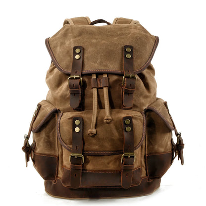 Outdoor Leather Canvas Backpack by RiderOut™
